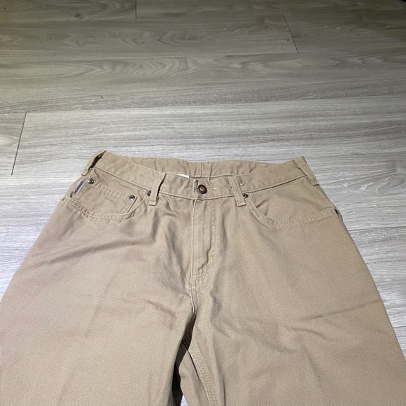 Carhartt Womens Sz 10 x 30 Khaki 2-Loop Carpenter Jeans work Pants WB159 100% Co - Picture 3 of 11